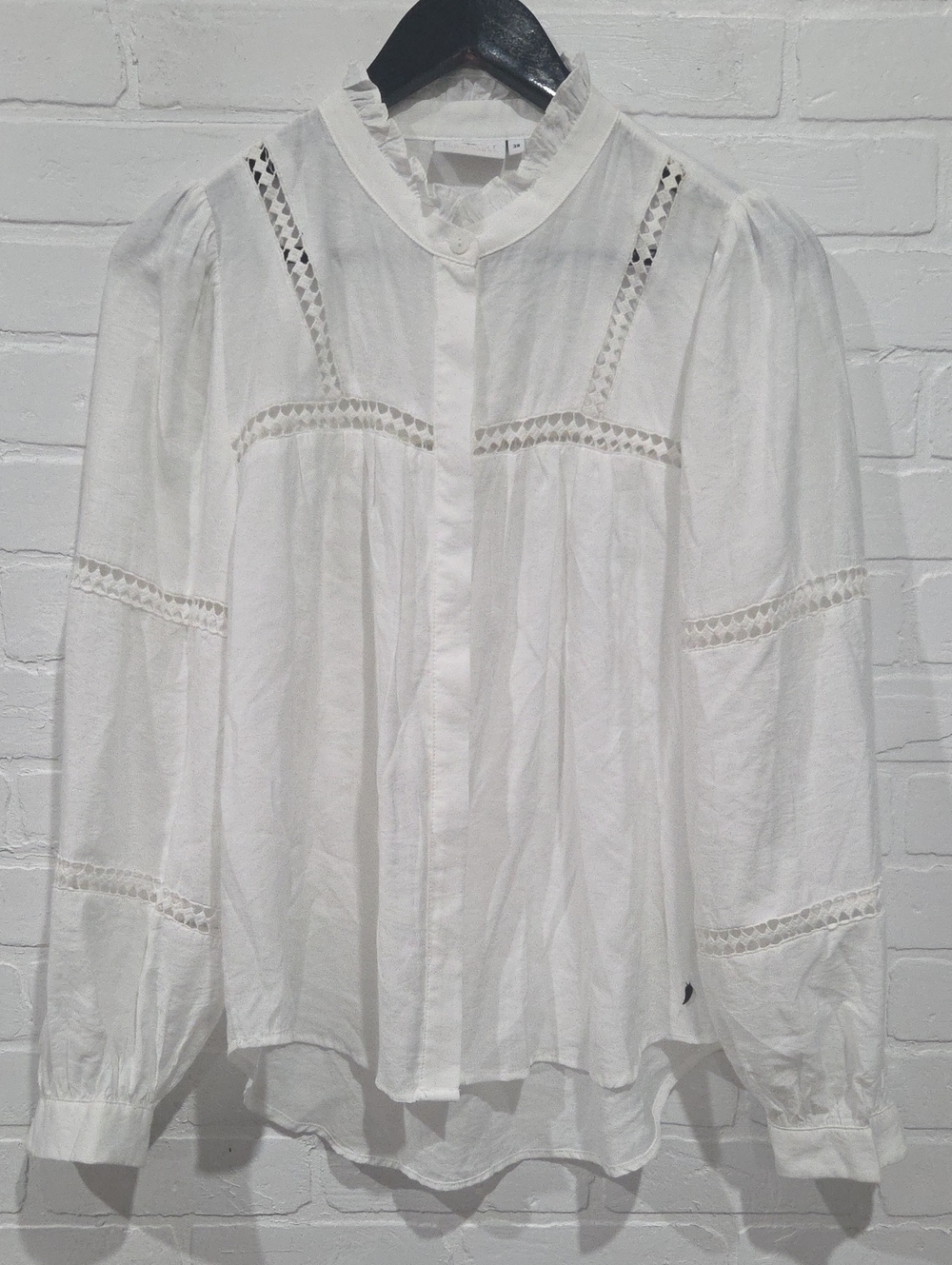 Coster Copenhagen White Eyelet-Trim Ruffled Collar Blouse